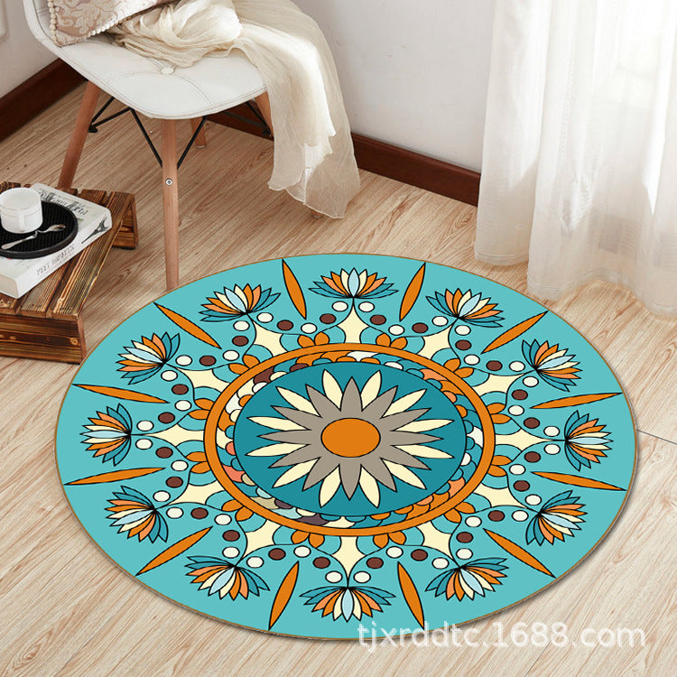 Boho Living Room Rug Multi-Color Flower Print Carpet Synthetics Stain Resistant Non-Slip Pet Friendly Area Rug
