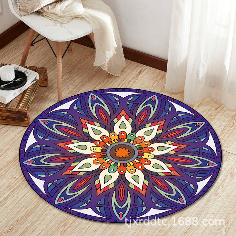 Boho Living Room Rug Multi-Color Flower Print Carpet Synthetics Stain Resistant Non-Slip Pet Friendly Area Rug