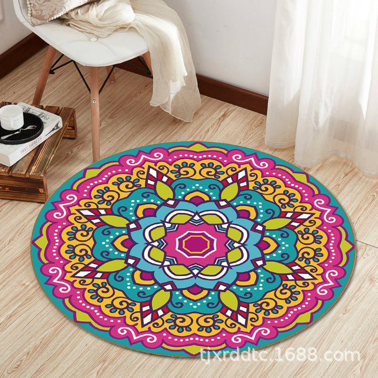 Boho Living Room Rug Multi-Color Flower Print Carpet Synthetics Stain Resistant Non-Slip Pet Friendly Area Rug