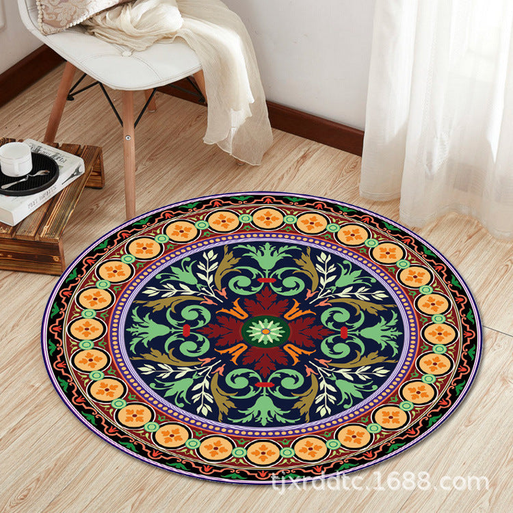 Boho Living Room Rug Multi-Color Flower Print Carpet Synthetics Stain Resistant Non-Slip Pet Friendly Area Rug