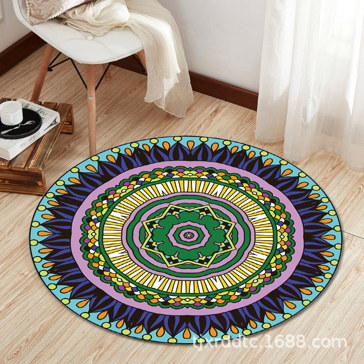 Boho Living Room Rug Multi-Color Flower Print Carpet Synthetics Stain Resistant Non-Slip Pet Friendly Area Rug