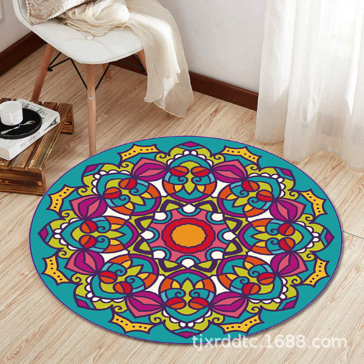 Boho Living Room Rug Multi-Color Flower Print Carpet Synthetics Stain Resistant Non-Slip Pet Friendly Area Rug
