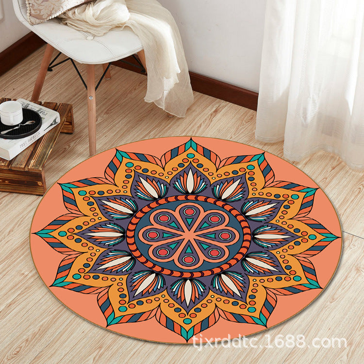 Boho Living Room Rug Multi-Color Flower Print Carpet Synthetics Stain Resistant Non-Slip Pet Friendly Area Rug