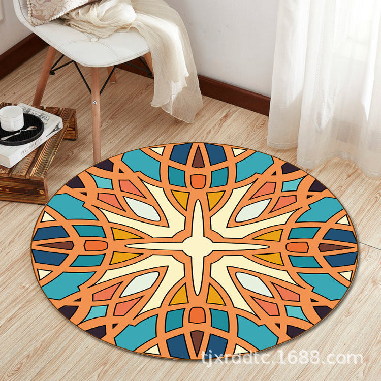 Boho Living Room Rug Multi-Color Flower Print Carpet Synthetics Stain Resistant Non-Slip Pet Friendly Area Rug