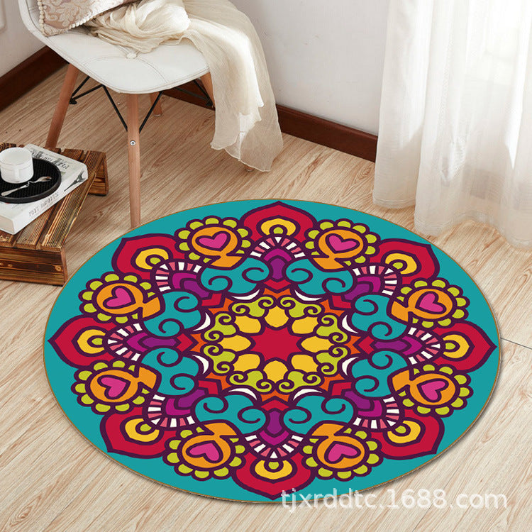 Boho Living Room Rug Multi-Color Flower Print Carpet Synthetics Stain Resistant Non-Slip Pet Friendly Area Rug