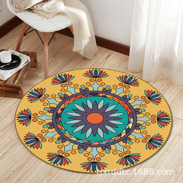 Boho Living Room Rug Multi-Color Flower Print Carpet Synthetics Stain Resistant Non-Slip Pet Friendly Area Rug