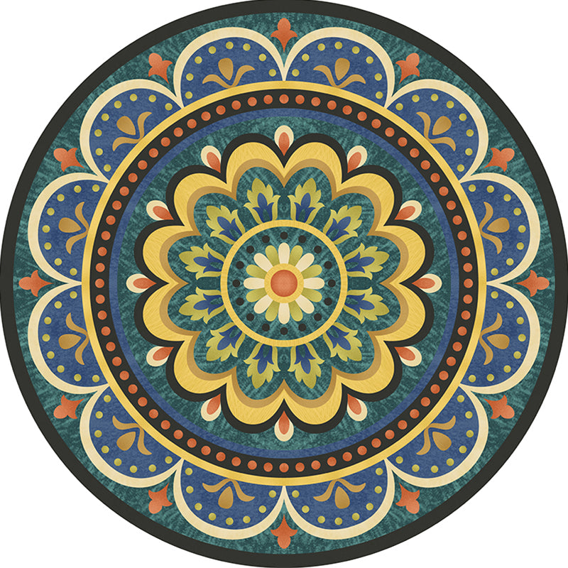 Multicolor Tribal Print Rug Polyester Bohemian Carpet Stain Resistant Machine Washable Non-Slip Rug for Bedroom