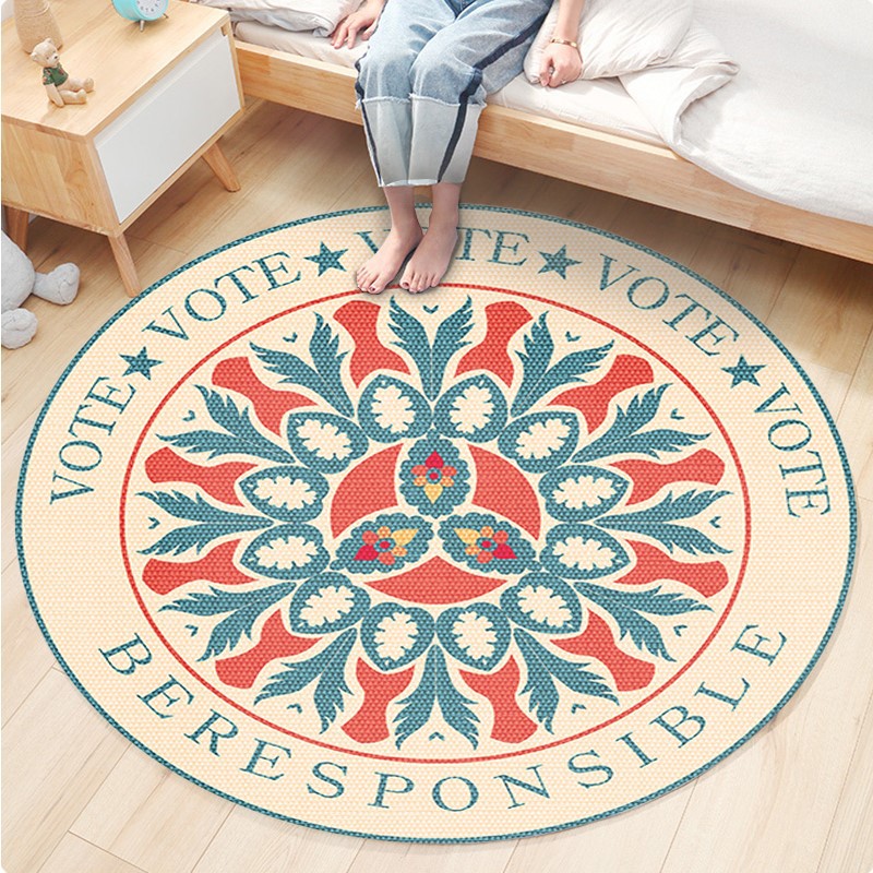 Classic Flower Patterned Rug Multicolor Bohemian Rug Polypropylene Washable Stain Resistant Non-Slip Backing Rug for Home