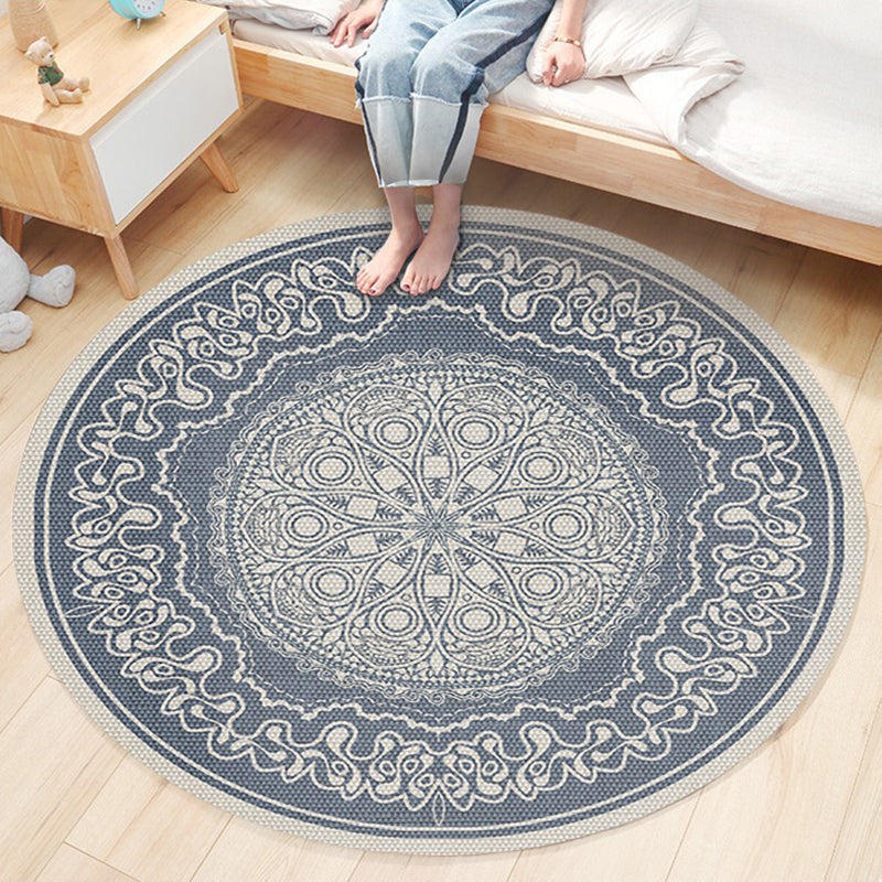 Classic Flower Patterned Rug Multicolor Bohemian Rug Polypropylene Washable Stain Resistant Non-Slip Backing Rug for Home