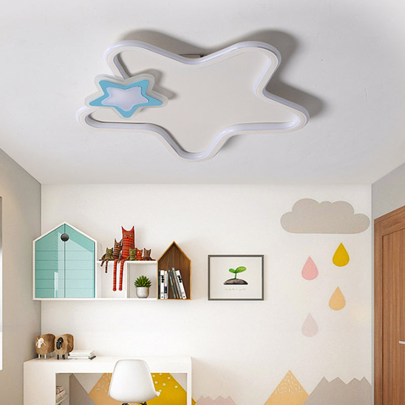 Apparecchio da incasso per bambini a forma di stella in alluminio e acrilico LED per cameretta dei bambini Illuminazione da soffitto nera/bianca, luce calda/bianca