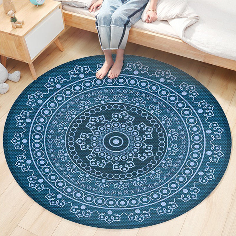 Classic Flower Patterned Rug Multicolor Bohemian Rug Polypropylene Washable Stain Resistant Non-Slip Backing Rug for Home