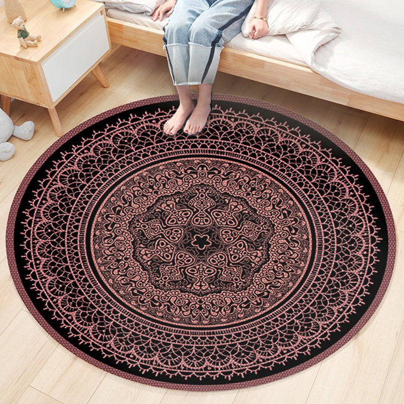 Classic Flower Patterned Rug Multicolor Bohemian Rug Polypropylene Washable Stain Resistant Non-Slip Backing Rug for Home