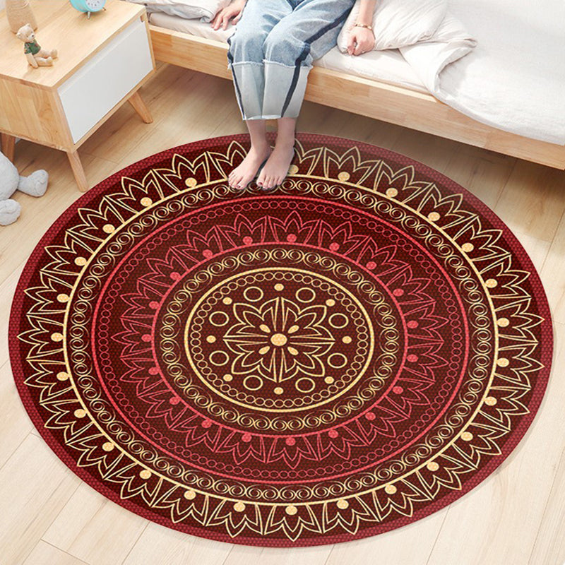 Classic Flower Patterned Rug Multicolor Bohemian Rug Polypropylene Washable Stain Resistant Non-Slip Backing Rug for Home
