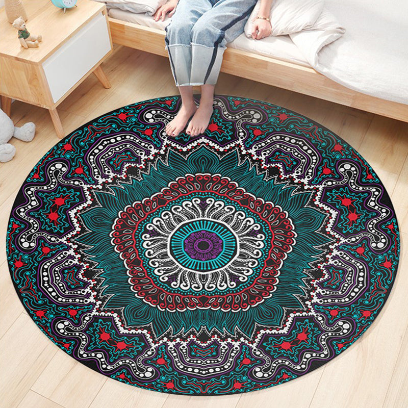 Classic Flower Patterned Rug Multicolor Bohemian Rug Polypropylene Washable Stain Resistant Non-Slip Backing Rug for Home