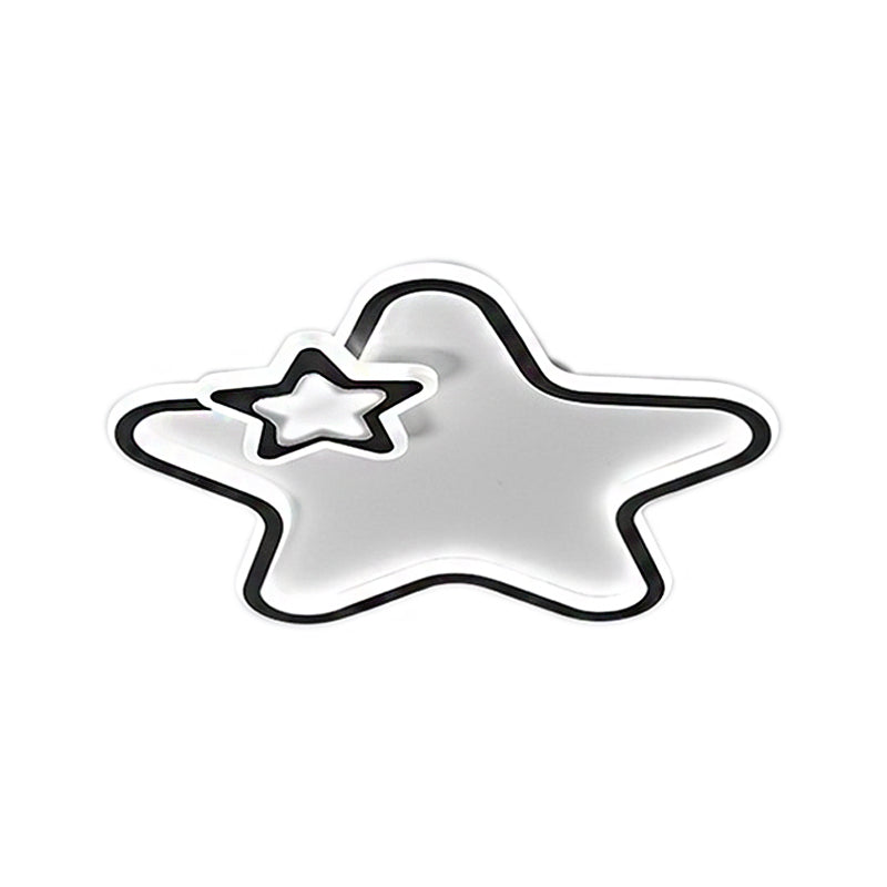 Apparecchio da incasso per bambini a forma di stella in alluminio e acrilico LED per cameretta dei bambini Illuminazione da soffitto nera/bianca, luce calda/bianca