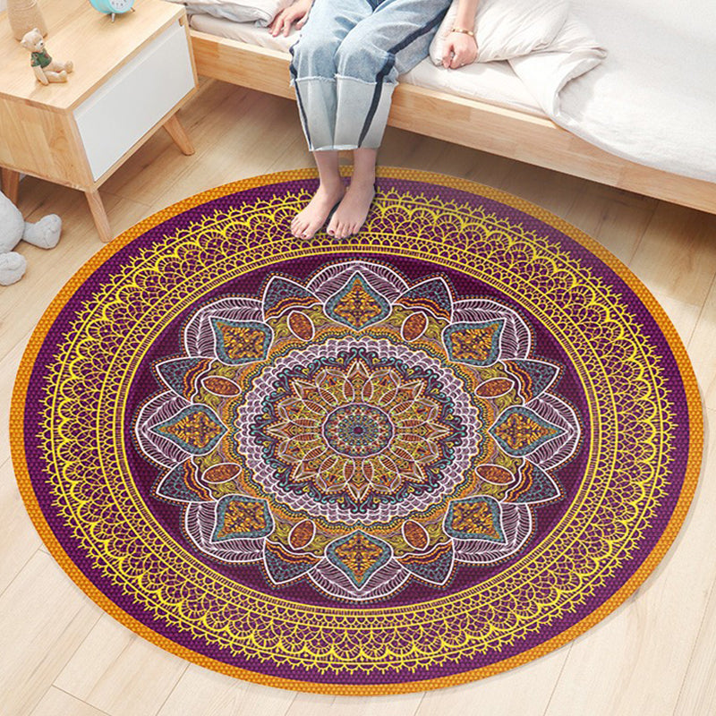 Ethnischer Boho-Chic Teppich mehrfarbiger Blumenteppichmaschinenwaschbarer nicht rutschfestes Rückentierfreundlicher Teppich für Schlafzimmer