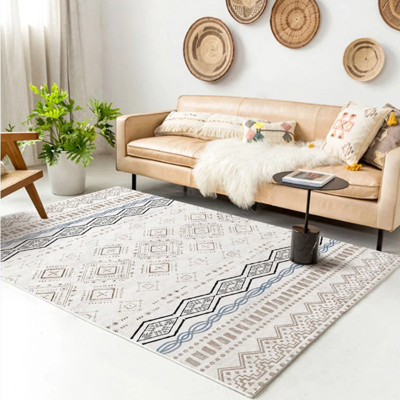 Boho Seamless Patterned Rug Multi-Color Synthetics Carpet Anti-Slip Stain Resistant Machine Washable Rug for Living Room