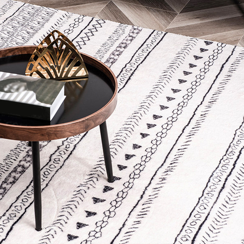 Tapis bohème gris-blanc en détresse Polyester Polyester Saples sans glissement Risqueur de la zone de la coloration Anti-slip Tapis pour la chambre à coucher pour chambre à coucher
