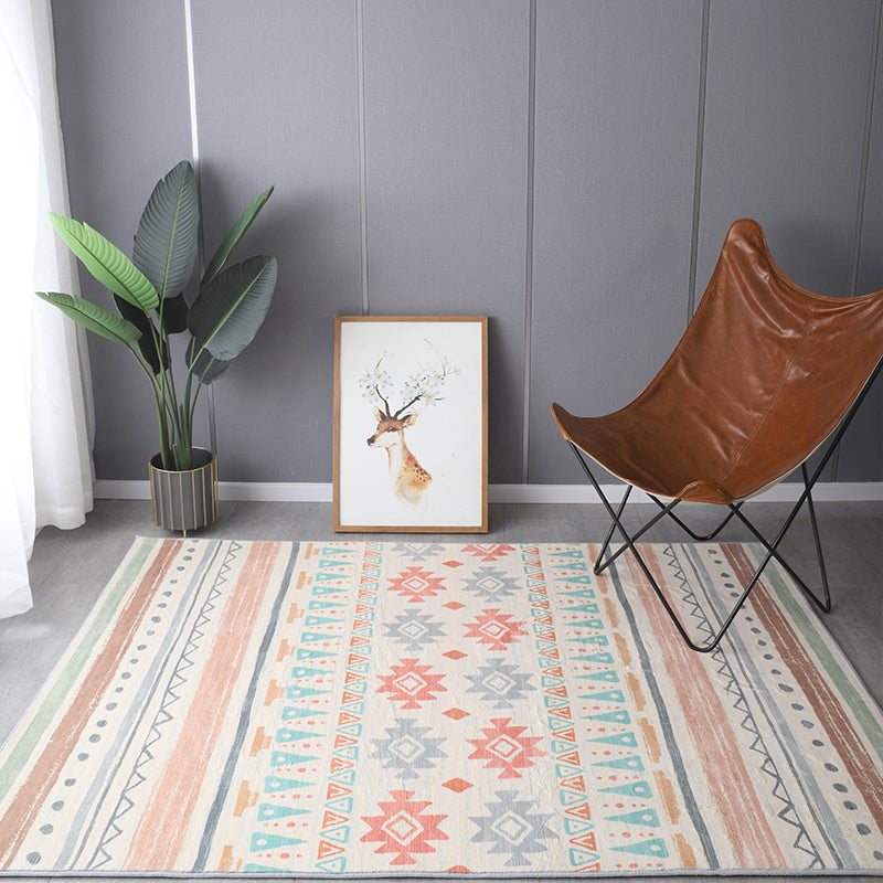 Bohemia Patterned Rug Multicolor Polypropylene Rug Non-Slip Backing Pet Friendly Washable Carpet for Sitting Room