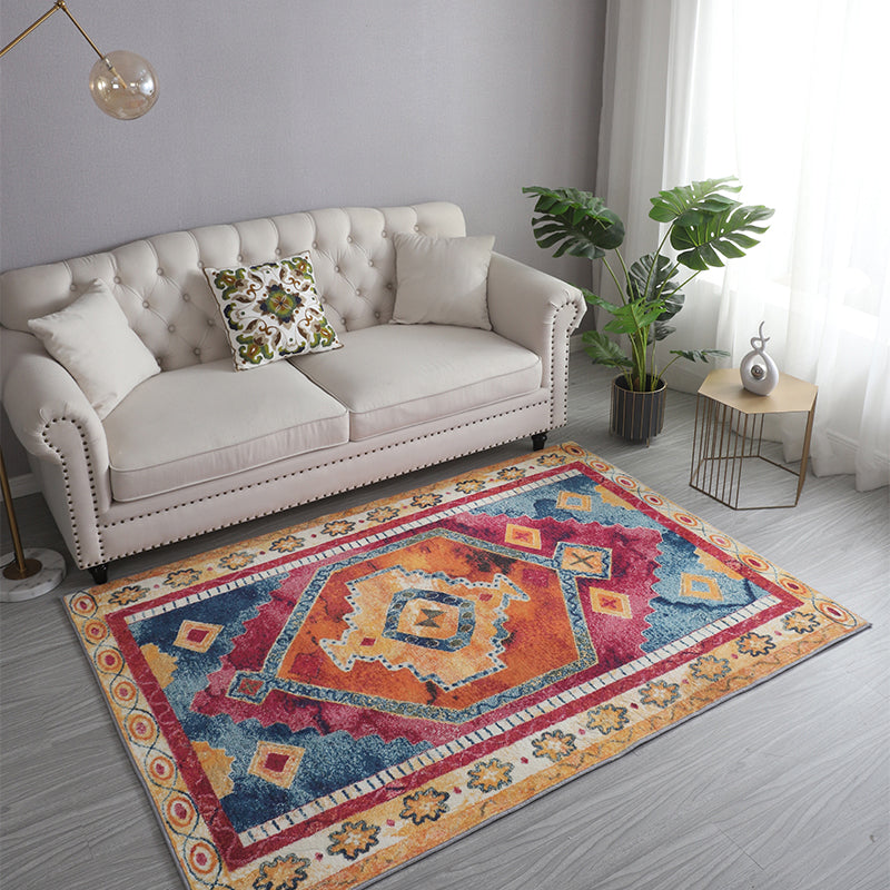 Bohemia Patterned Rug Multicolor Polypropylene Rug Non-Slip Backing Pet Friendly Washable Carpet for Sitting Room