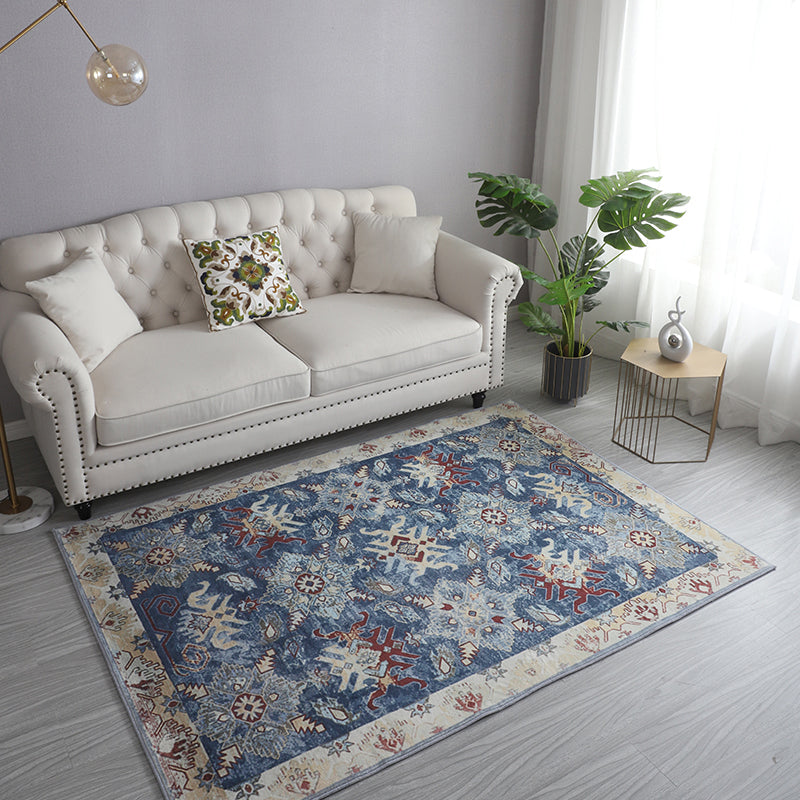 Bohemia Patterned Rug Multicolor Polypropylene Rug Non-Slip Backing Pet Friendly Washable Carpet for Sitting Room