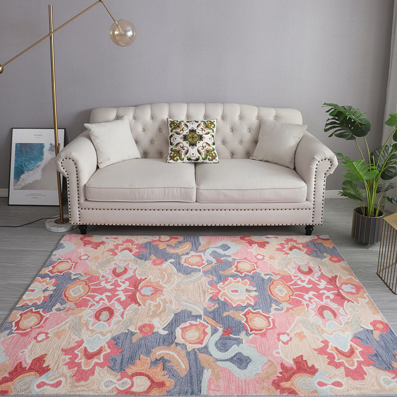 Bohemia Patterned Rug Multicolor Polypropylene Rug Non-Slip Backing Pet Friendly Washable Carpet for Sitting Room