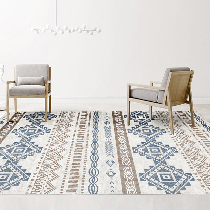 Exotic Multi-Color Boho Rug Polyester Seamless Geometric Pattern Rug Anti-Slip Pet Friendly Machine Washable Carpet for Room