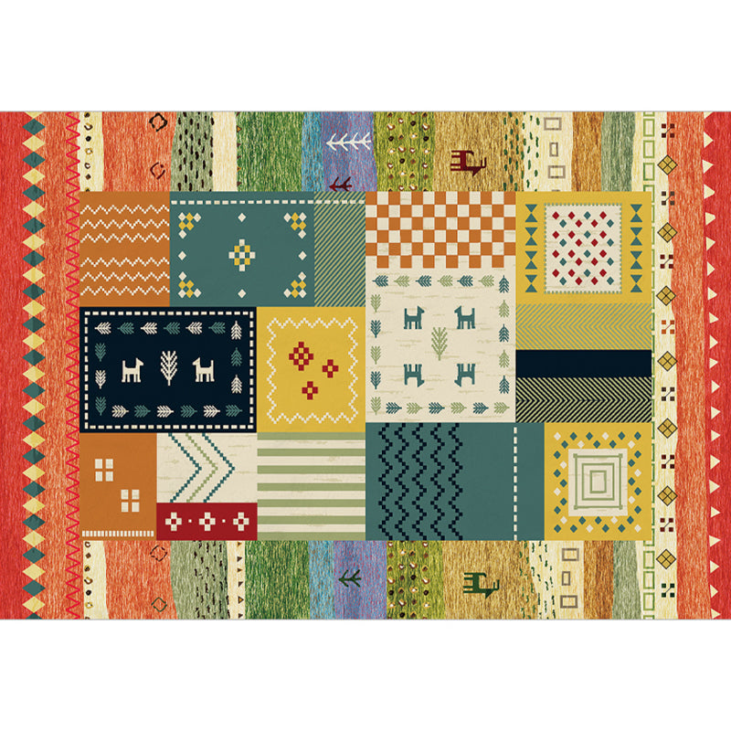 Tapis de salon bohème tapis géométrique multi-couleurs en polypropylène résistant non glissant le tapis de zone lavable