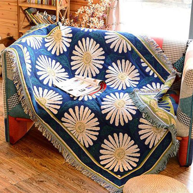 Multicolor Woven Geometric Pattern Rug Cotton Bohemian Rug Washable Pet-Friendly Carpet for Room
