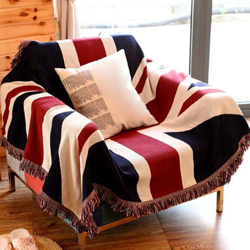 Multicolor Woven Geometric Pattern Rug Cotton Bohemian Rug Washable Pet-Friendly Carpet for Room