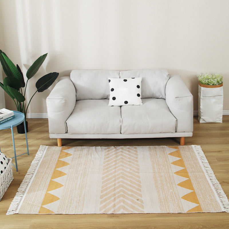 Stijlvolle boho chic tapijt multicolor geometrisch vloerkleed machine wassen tassel-getrimde tapijt voor huis