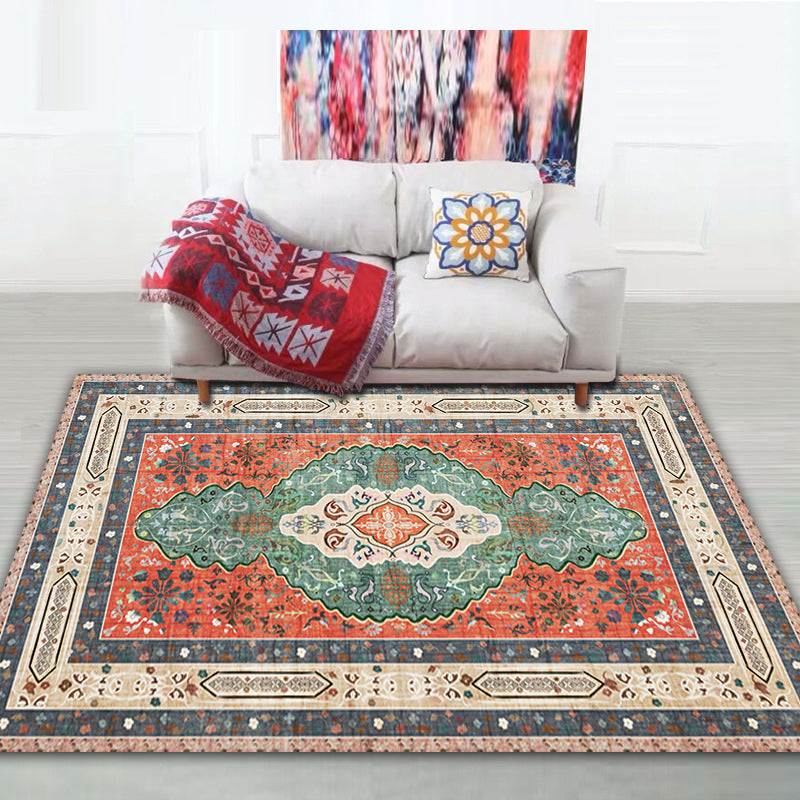 Shabby Chic Tribal Print Rug Multi-Color Bohemian Carpet Synthetics Stain Resistant Anti-Slip Backing Pet Friendly Rug for Room
