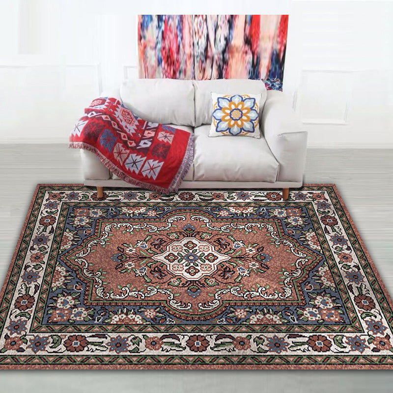 Shabby Chic Tribal Print Rug Multi-Color Bohemian Carpet Synthetics Stain Resistant Anti-Slip Backing Pet Friendly Rug for Room