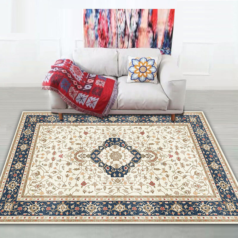 Shabby Chic Tribal Print Rug Multi-Color Bohemian Carpet Synthetics Stain Resistant Anti-Slip Backing Pet Friendly Rug for Room