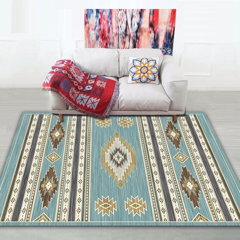 Shabby Chic Tribal Print Rug Multi-Color Bohemian Carpet Synthetics Stain Resistant Anti-Slip Backing Pet Friendly Rug for Room