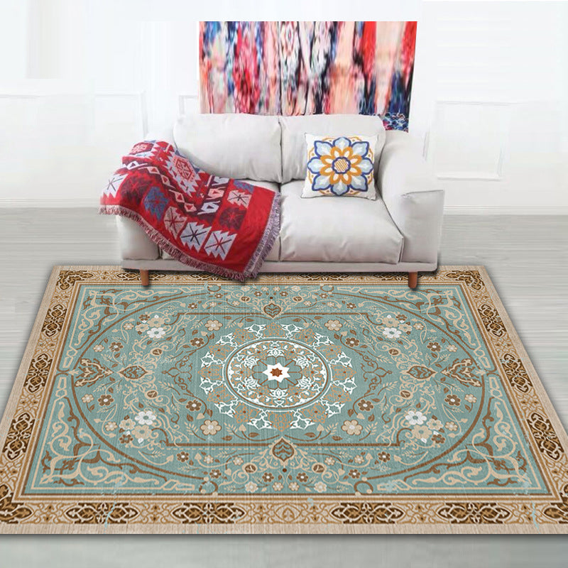Shabby Chic Tribal Print Rug Multi-Color Bohemian Carpet Synthetics Stain Resistant Anti-Slip Backing Pet Friendly Rug for Room