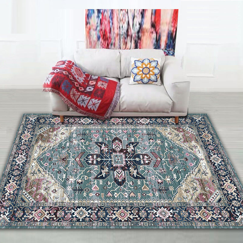 Shabby Chic Tribal Print Rug Multi-Color Bohemian Carpet Synthetics Stain Resistant Anti-Slip Backing Pet Friendly Rug for Room