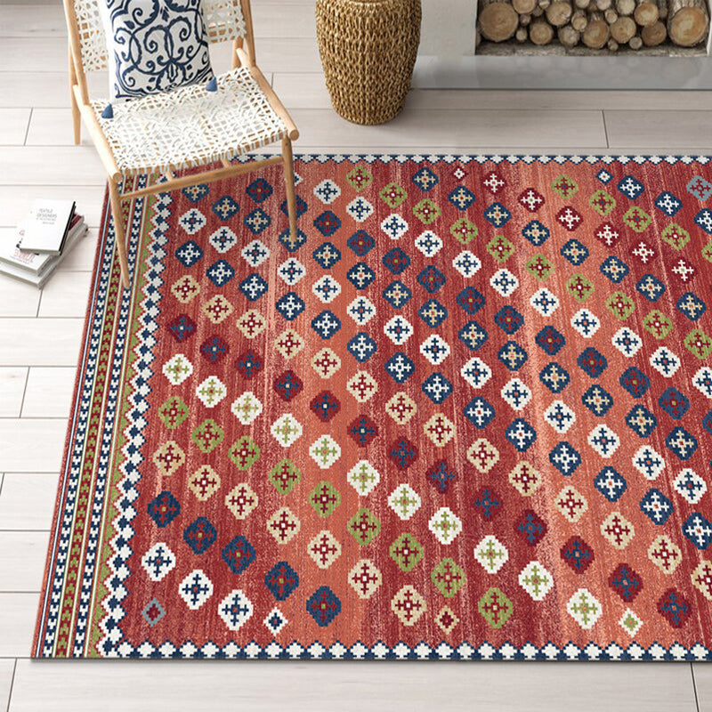 Klassisches mehrfarbiger geometrischer Teppich Polypropylen Boho Chic Teppich nicht rutschfestem Hintermaschinen Waschbarer Tierfreundlicher Teppich für Schlafzimmer