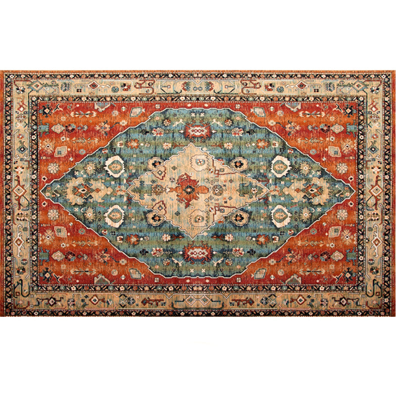 Festive Bohemian Style Rug Multi-Color Rhombus Print Rug Non-Slip Pet Friendly Washable Carpet for Family Room