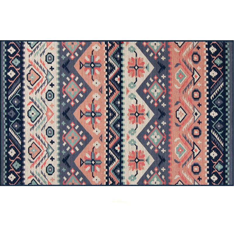 Festive Bohemian Style Rug Multi-Color Rhombus Print Rug Non-Slip Pet Friendly Washable Carpet for Family Room