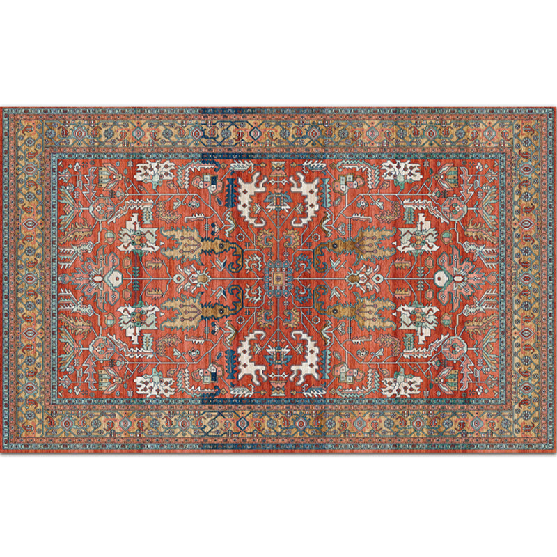 Festive Bohemian Style Rug Multi-Color Rhombus Print Rug Non-Slip Pet Friendly Washable Carpet for Family Room