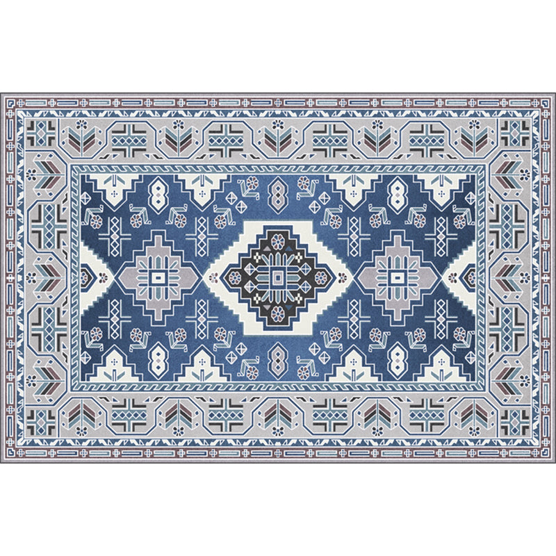 Festive Bohemian Style Rug Multi-Color Rhombus Print Rug Non-Slip Pet Friendly Washable Carpet for Family Room