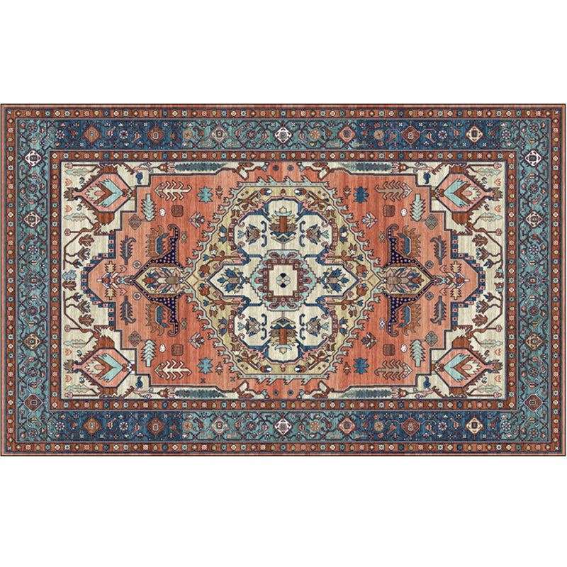 Festive Bohemian Style Rug Multi-Color Rhombus Print Rug Non-Slip Pet Friendly Washable Carpet for Family Room