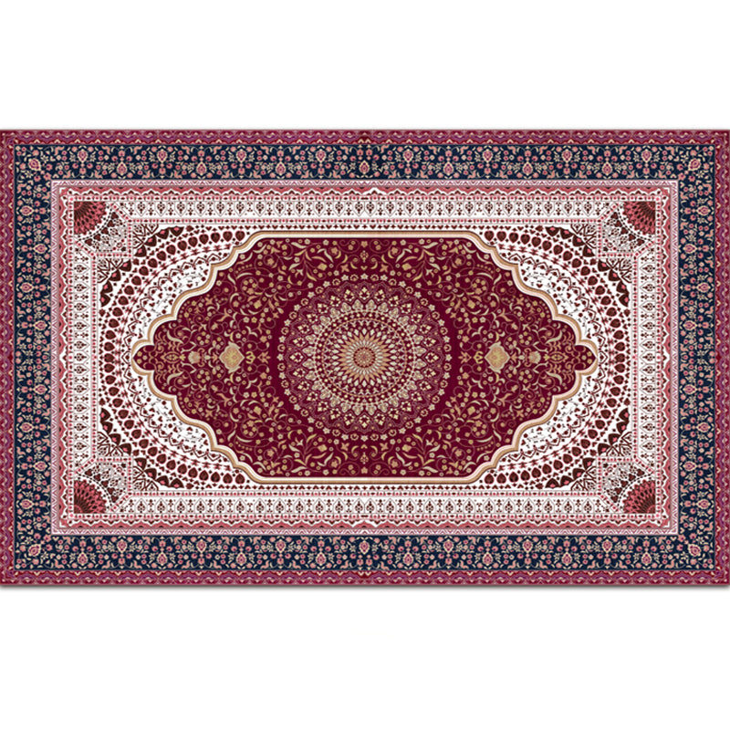 Festive Bohemian Style Rug Multi-Color Rhombus Print Rug Non-Slip Pet Friendly Washable Carpet for Family Room