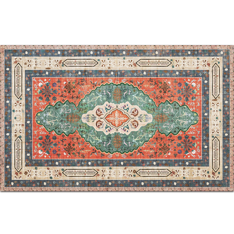 Festive Bohemian Style Rug Multi-Color Rhombus Print Rug Non-Slip Pet Friendly Washable Carpet for Family Room