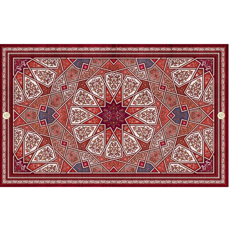 Festive Bohemian Style Rug Multi-Color Rhombus Print Rug Non-Slip Pet Friendly Washable Carpet for Family Room