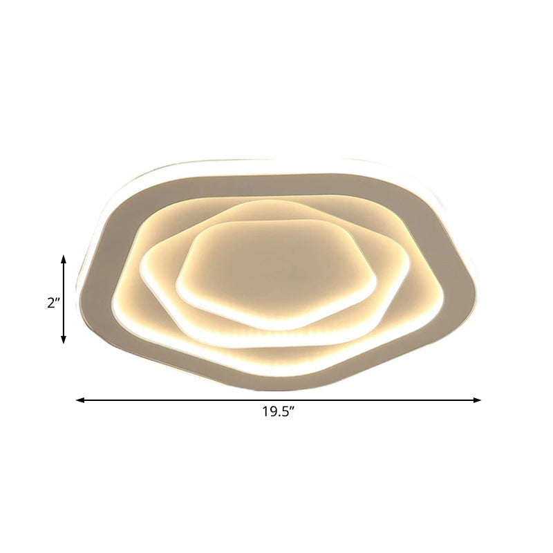16"/19.5"/23.5" W Simple LED Acrylic Flush Mount White Pentagon Flush Ceiling Light with Acrylic Shade, Warm/White Light