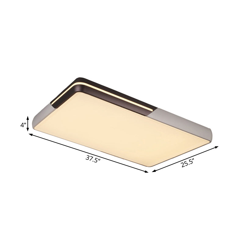 Minimalist Rectangular LED Flush Mount Light 19"/23"/25.5" W Acrylic Living Room Ceiling Lamp in Warm/White Light