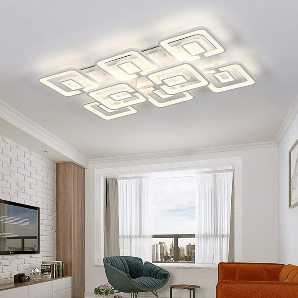 Modern 5/8-Head LED Flush Mount Light White Multi-Layer Ceiling Lamp with Acrylic Shade in Warm/White/Natural Light