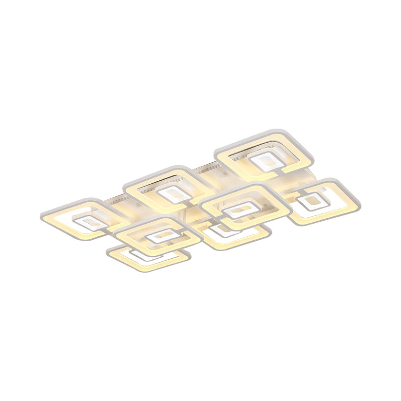 Modern 5/8-Head LED Flush Mount Light White Multi-Layer Ceiling Lamp with Acrylic Shade in Warm/White/Natural Light